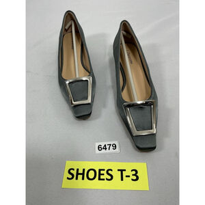 Womans NWOT C Paravano Slipon Pumps 8.5 (39) Gray Pointed Toe Buckle Accent